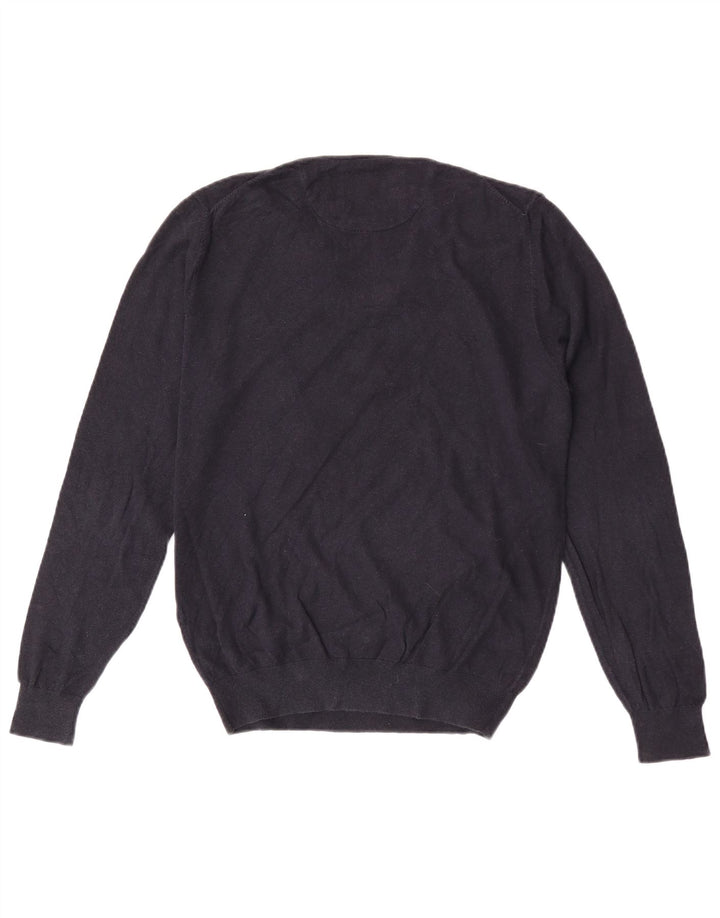 Męski sweter Massimo Dutti z dekoltem w kształcie litery V, średni granatowy, bawełniany