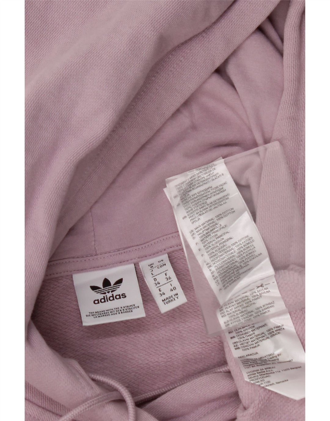 Damski sweter oversize z kapturem ADIDAS, UK 8, mały, fioletowy, bawełniany