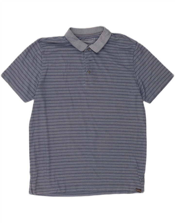 EDDIE BAUER Mens Polo Shirt Large Blue Striped Cotton Vintage Eddie Bauer and Second-Hand Eddie Bauer from Messina Hembry 