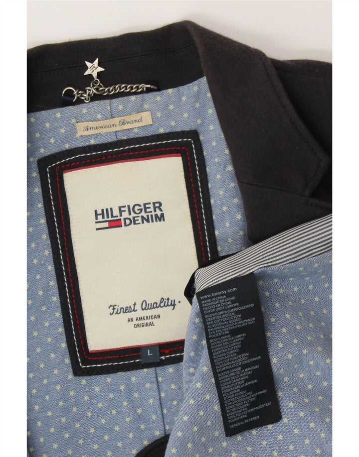 Damska marynarka zapinana na 1 guzik TOMMY HILFIGER UK 14, duża, granatowa, bawełniana