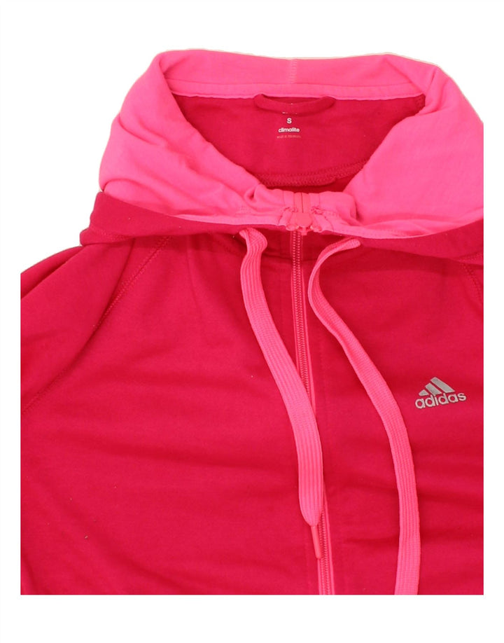 ADIDAS Womens Zip Hoodie Sweater UK 10 Small Pink Polyester Vintage Adidas and Second-Hand Adidas from Messina Hembry 