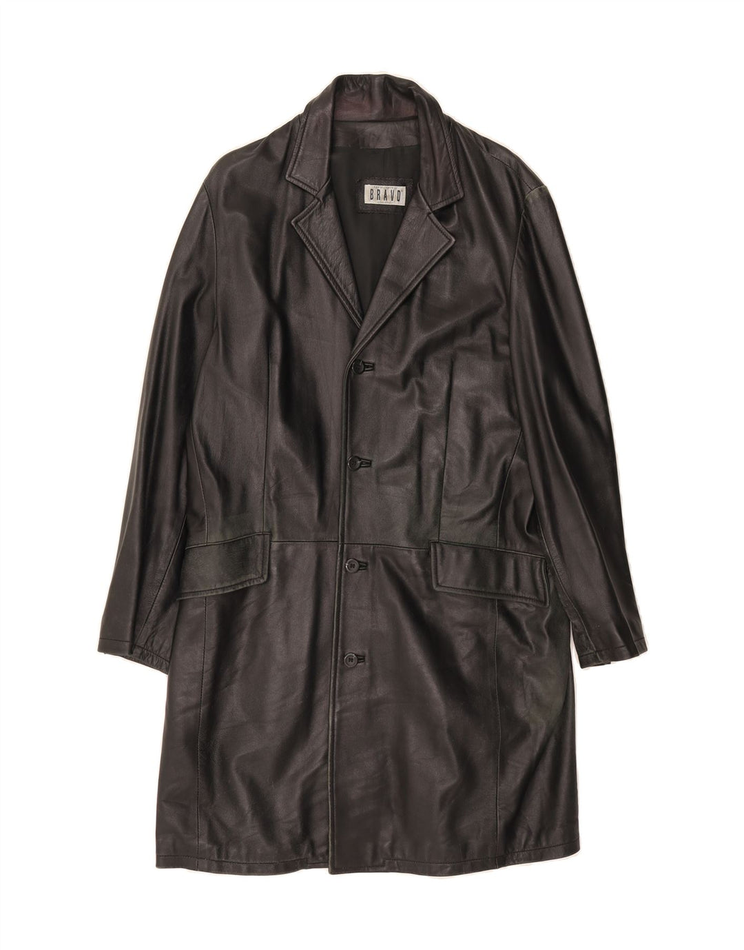 VINTAGE Womens Leather Coat IT 44 Medium Black Leather Vintage Vintage and Second-Hand Vintage from Messina Hembry 