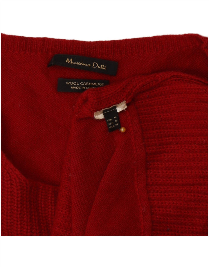 Sweter damski Massimo Dutti o luźnym kroju z okrągłym dekoltem, UK 14, średni czerwony