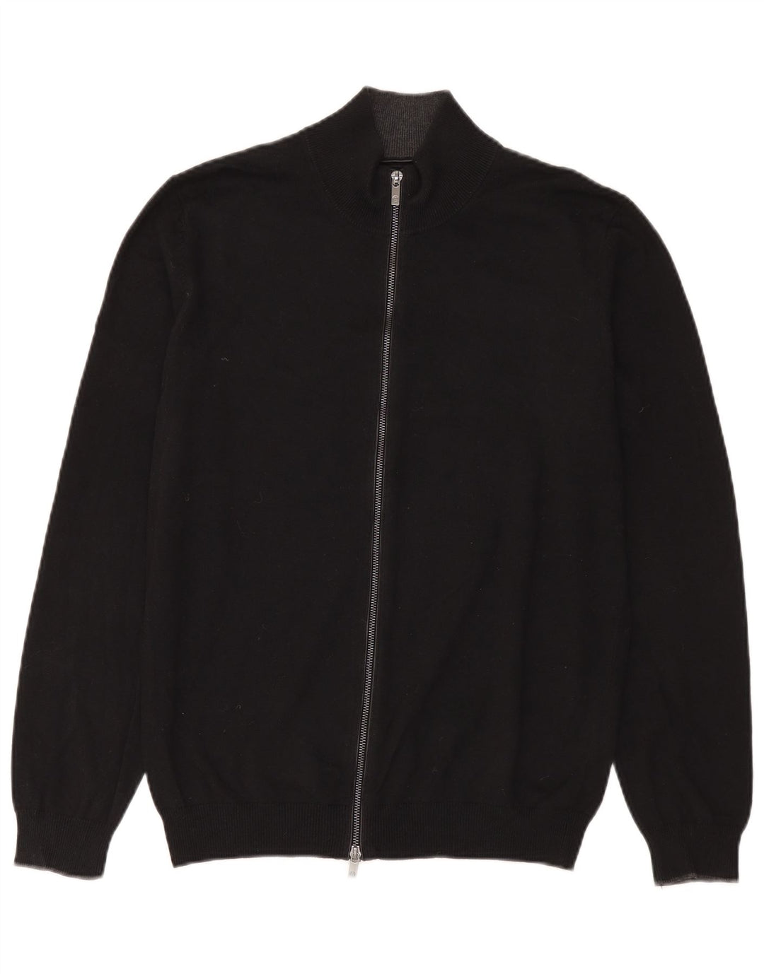 Męski sweter rozpinany Massimo Dutti z zamkiem błyskawicznym, duży, czarny, bawełniany