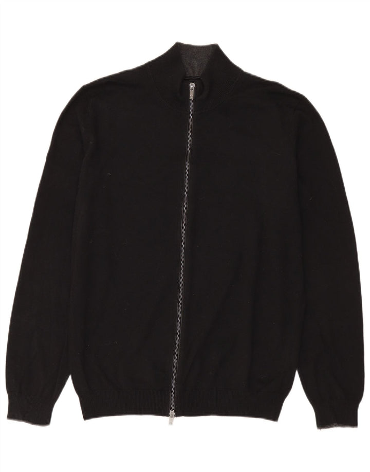Męski sweter rozpinany Massimo Dutti z zamkiem błyskawicznym, duży, czarny, bawełniany