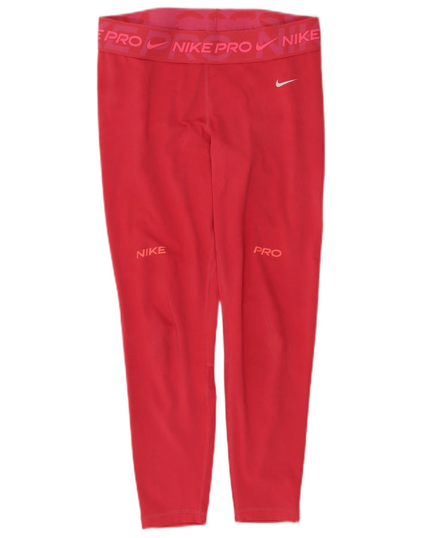 Damskie legginsy Nike Dri Fit Graphic Capri UK 14, duże, różowe, poliestrowe