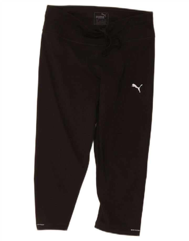 Damskie spodnie dresowe Puma Capri UK 10, małe, czarne, poliestrowe