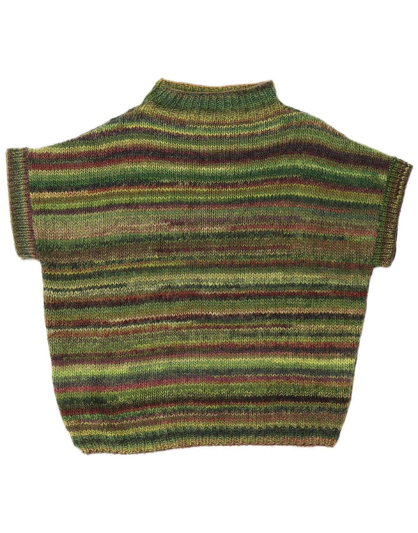 Vintage damski sweter z golfem UK 18 XL w zielone paski