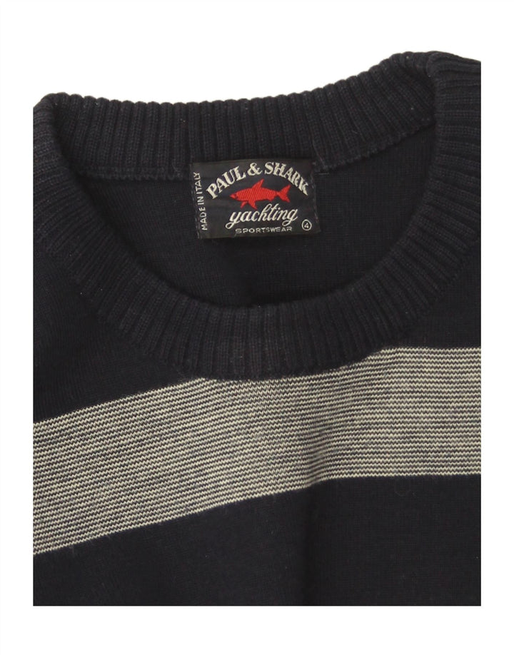 Męski sweter Paul & Shark z okrągłym dekoltem i średnim granatem w paski