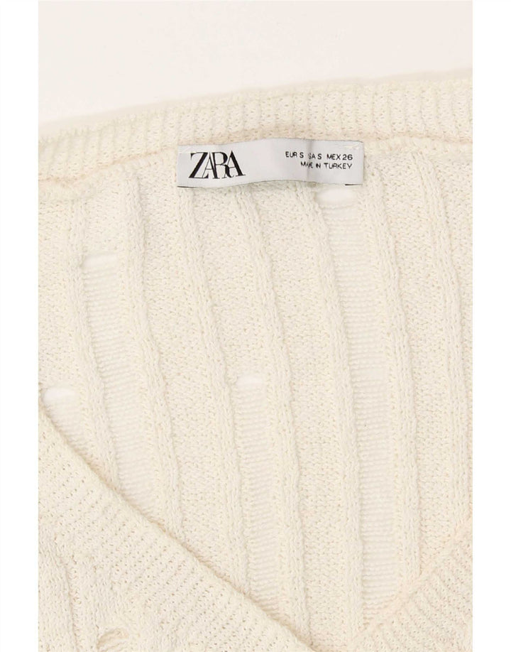 Damski sweter oversize Zara Bolero UK 10, mały, w kolorze złamanej bieli