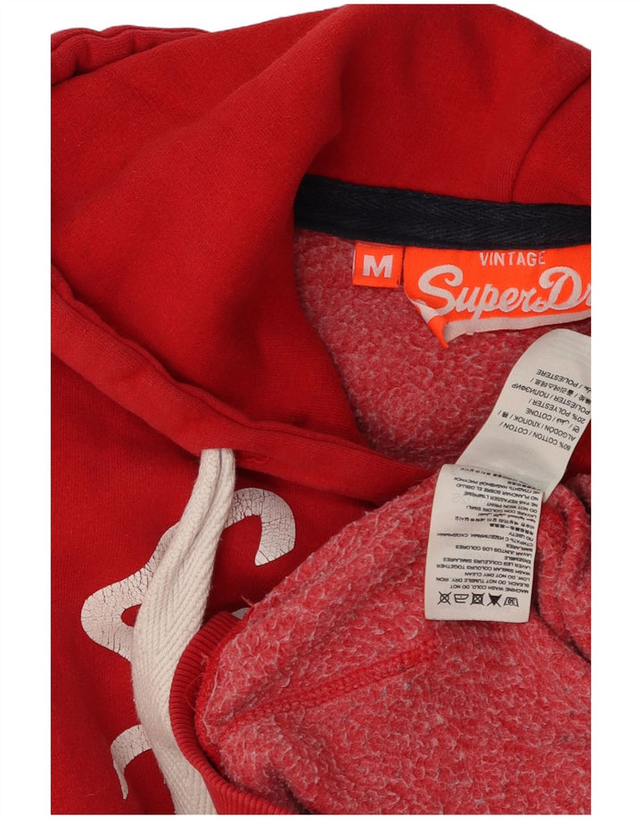 Męski sweter z kapturem Superdry z grafiką, średnio czerwony, bawełniany