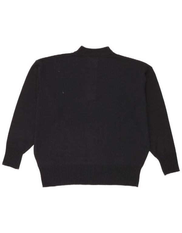 Vintage damski sweter zapinany na guziki UK 20 2XL granatowy akryl
