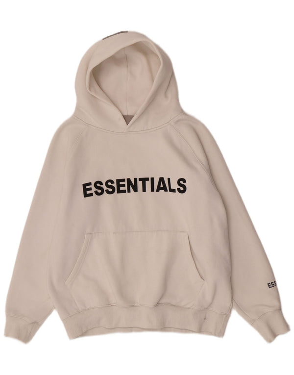 Essentials Womens Graphic Relaxed Fit Hoodie Jumper UK 10 Small White