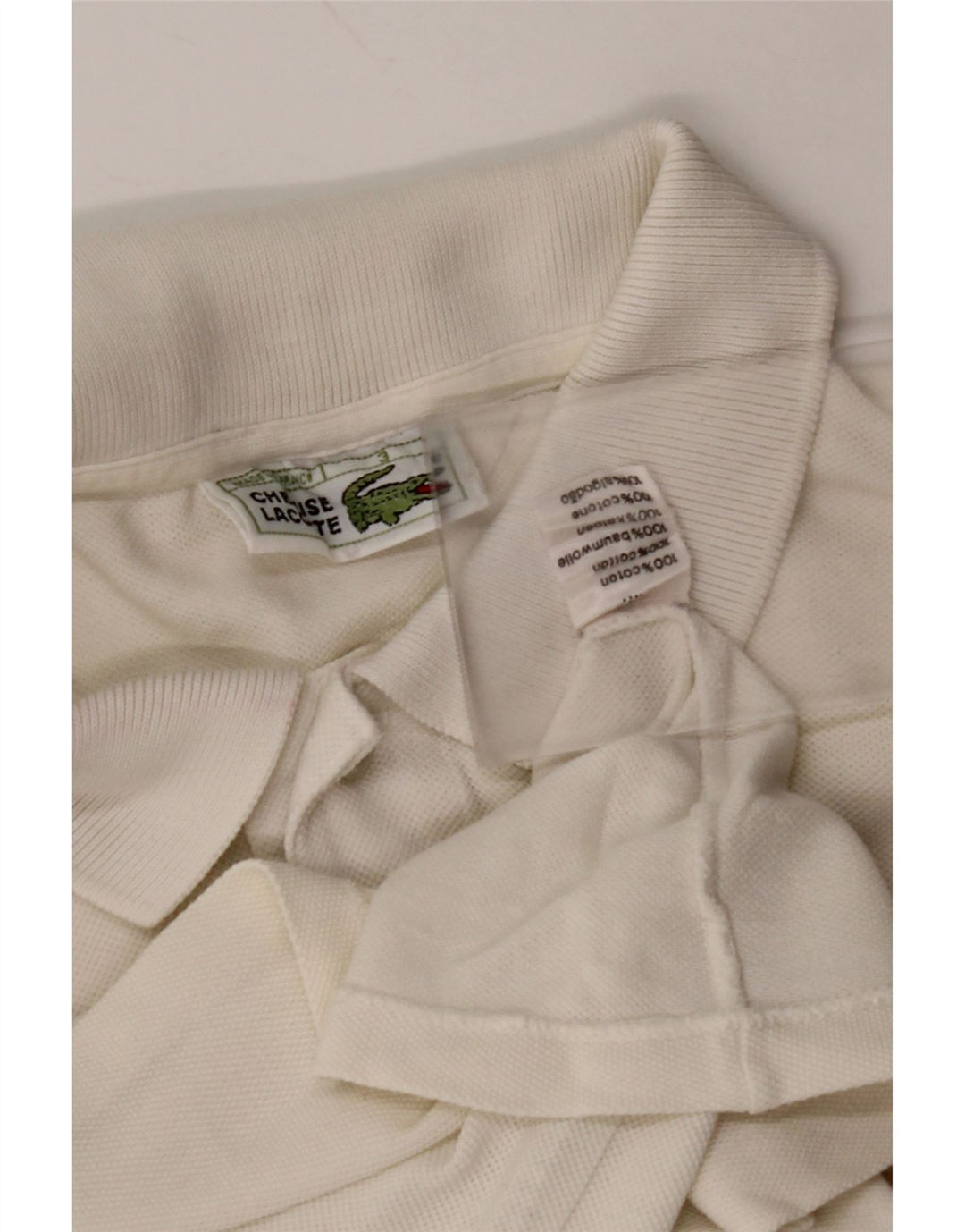 Męska koszulka polo LACOSTE, rozmiar 3, mała, biała, bawełniana