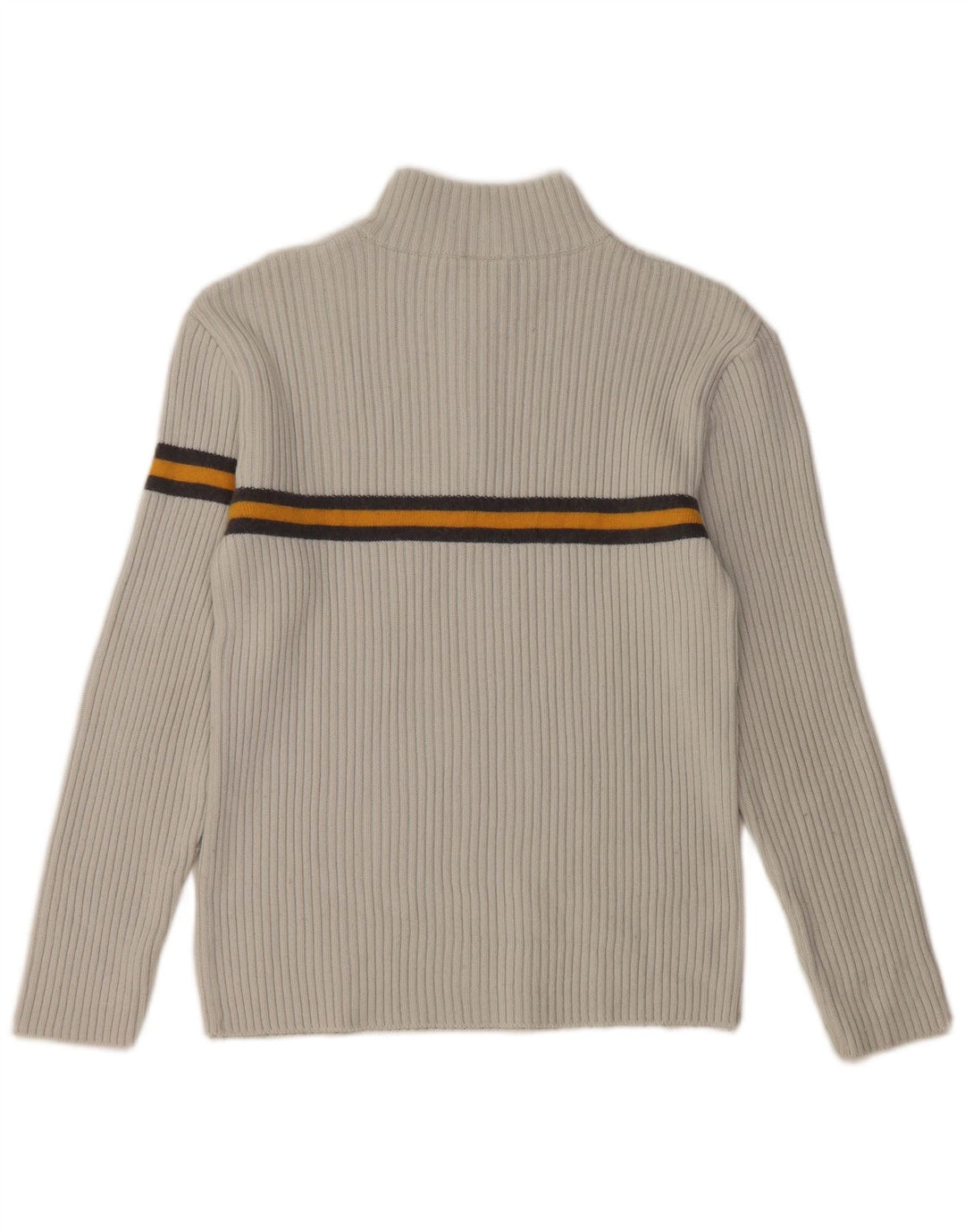 FILA Damski sweter z zamkiem błyskawicznym UK 10, wełniany w małe szare paski