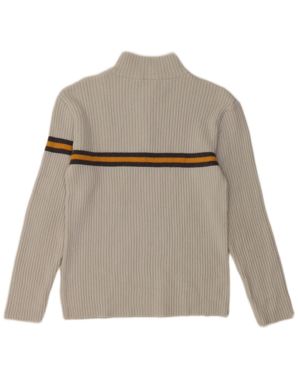 FILA Damski sweter z zamkiem błyskawicznym UK 10, wełniany w małe szare paski