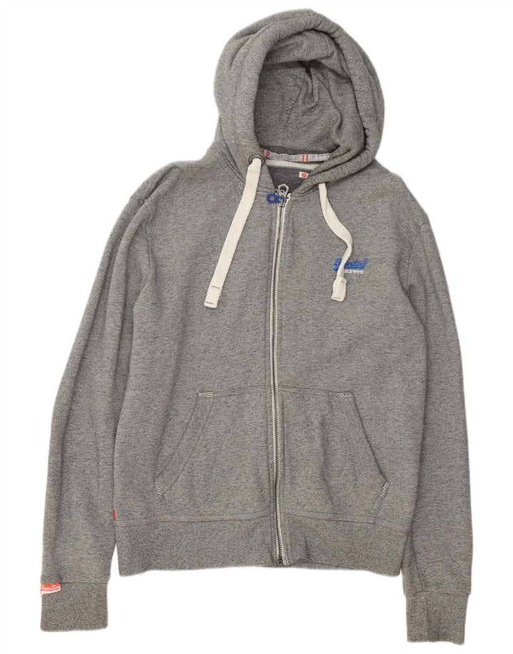 Męski sweter z kapturem i zamkiem Superdry, średnioszary, bawełniany