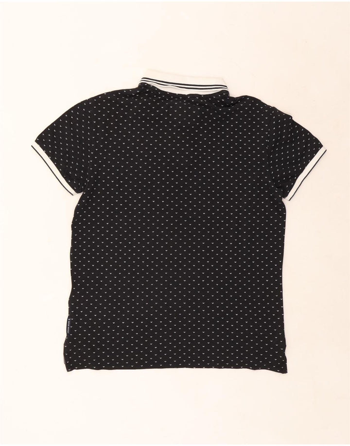 Męska koszulka polo Armani Regular, mała, czarna, bawełniana w cętki