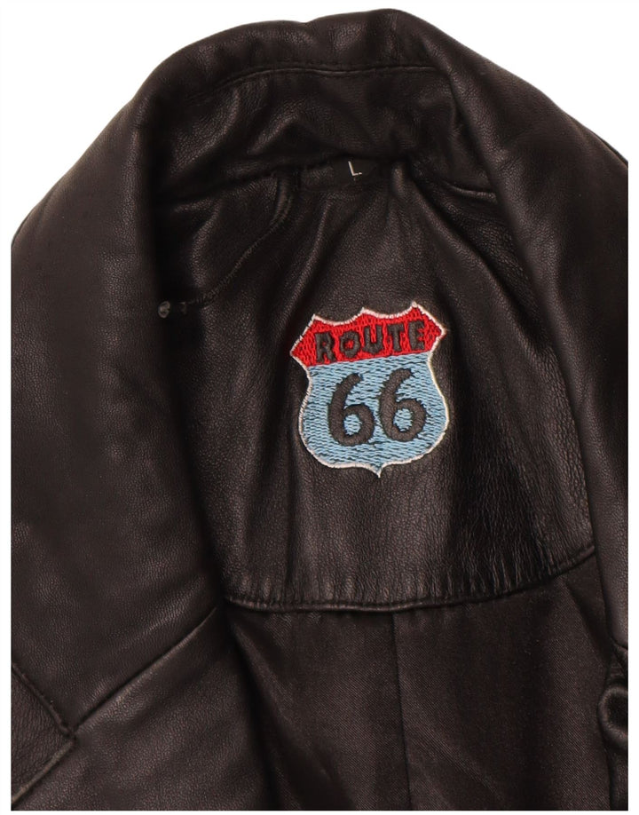 Męska kurtka skórzana Route 66 UK 40, duża czarna skóra