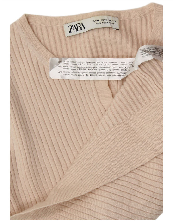 Sweter damski ZARA Crop Cardigan UK 12 Średni Beż Wiskoza