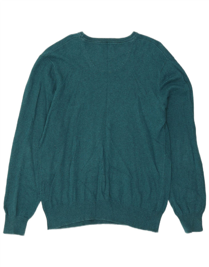 Męski sweter Kappa z dekoltem w łódkę, duży, zielony, bawełniany