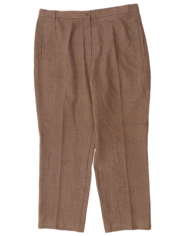 Marks & Spencer Damskie spodnie garniturowe z wysokim stanem UK 18 XL W34 L27 Brązowe