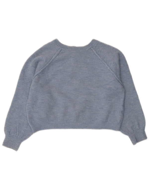 Damski sweter Zara Crop Boat Neck Sweter UK 16 Duży Niebieski Akryl