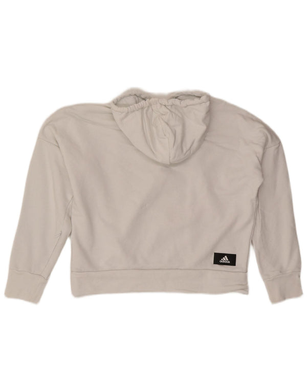 Damska bluza z kapturem Adidas Oversized Crop Graphic UK 4/6 XS Biała bawełna