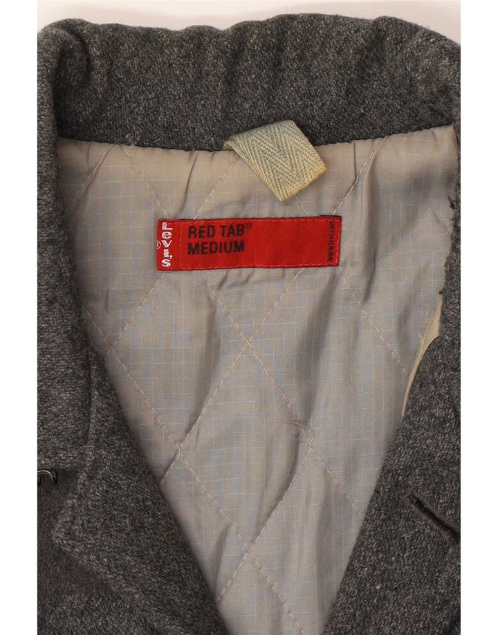 Męski płaszcz wiatrówka Levi's zapinany na 3 guziki UK 38 Średnioszary wełniany
