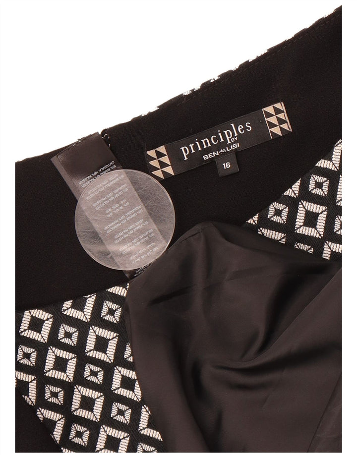 PRINCIPLES Womens Sleeveless Sheath Dress UK 16 Large Black Geometric