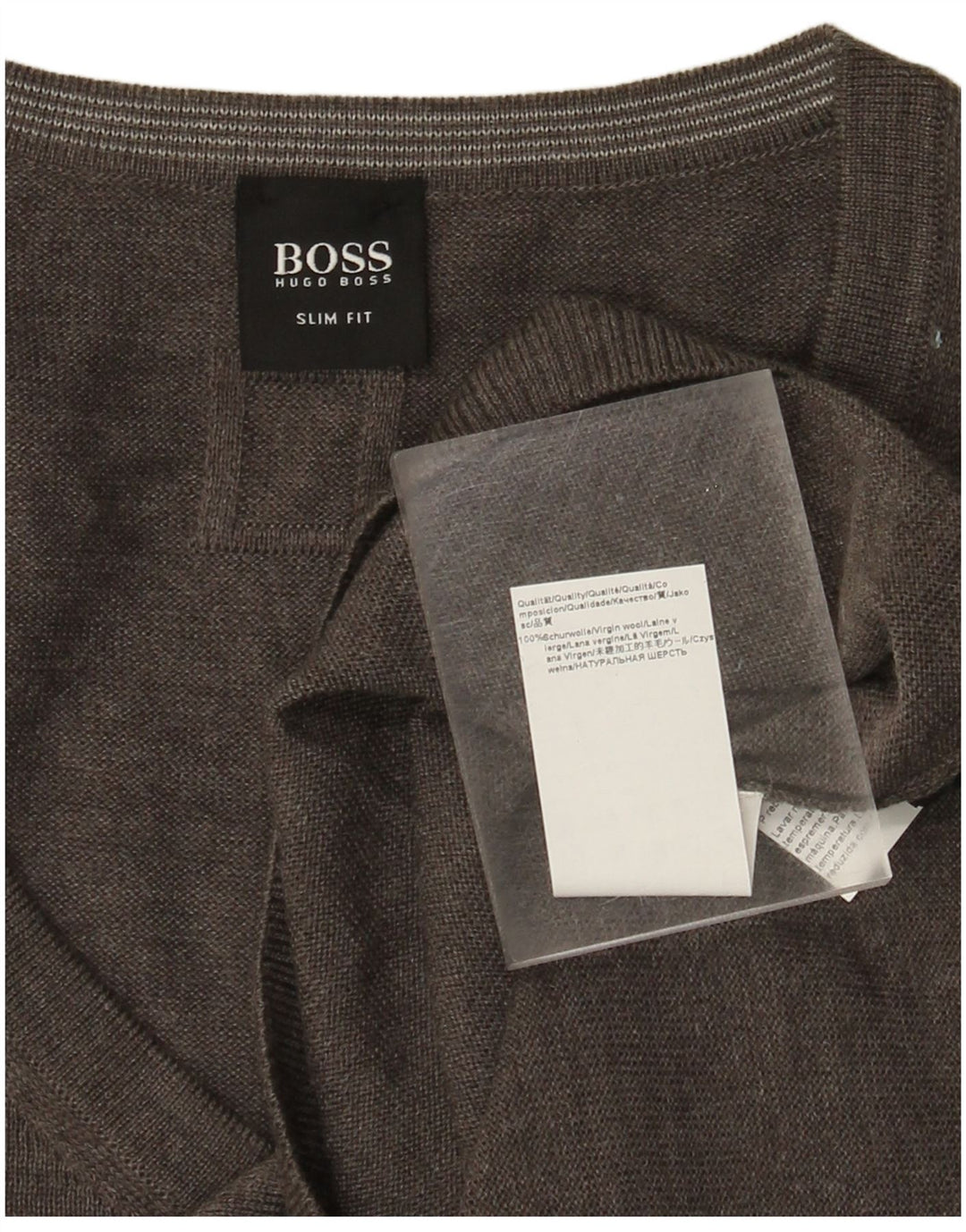 Męski sweter HUGO BOSS Slim Fit z dekoltem w kształcie litery V, 3XL, szara wełna