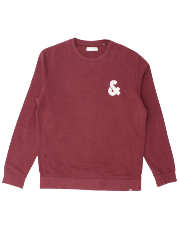 Męska bluza z grafiką JACK & JONES, średnia, bordowa bawełna