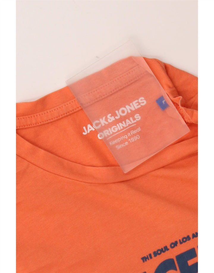 Męski T-shirt z grafiką Jack & Jones, duży, pomarańczowy