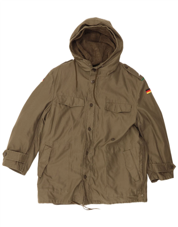 Męska kurtka wojskowa parka z kapturem VINTAGE UK 40 Large Khaki