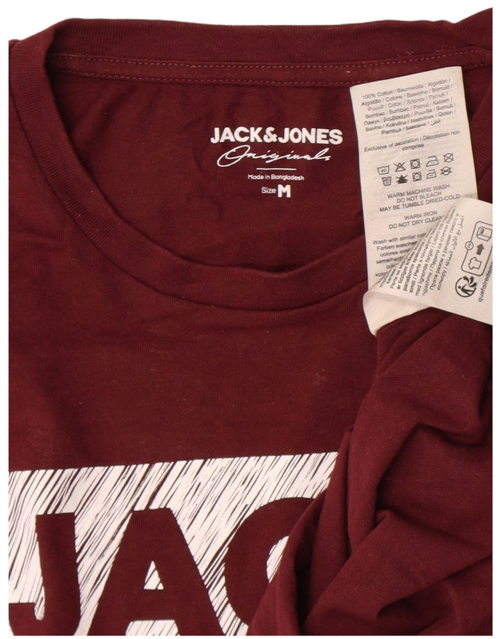 Męski T-shirt z grafiką Jack & Jones, średni bordowy bawełniany