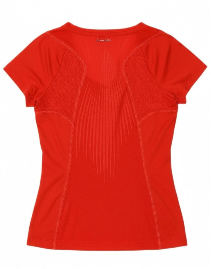 ADIDAS Girls Climacool Graphic T-Shirt Top 6-7 Years Red Polyester