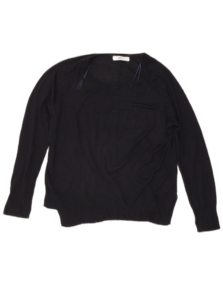 Sweter damski Zara z dekoltem w łódkę UK 14, średni granatowy