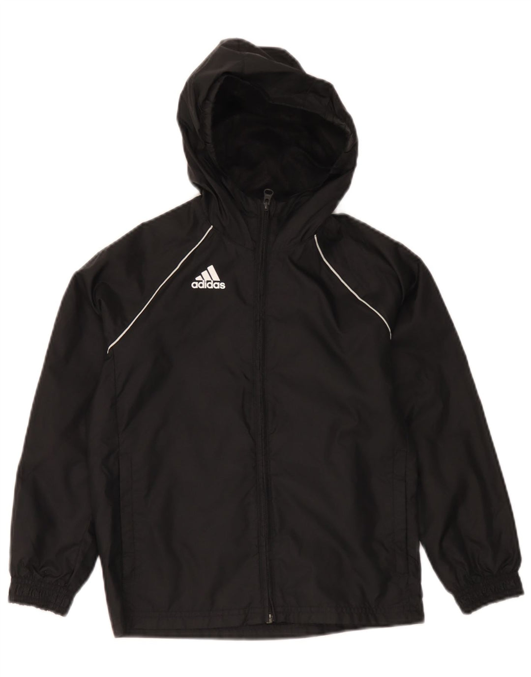 Chłopięca kurtka przeciwdeszczowa Adidas z kapturem, 7-8 lat, czarna, poliestrowa
