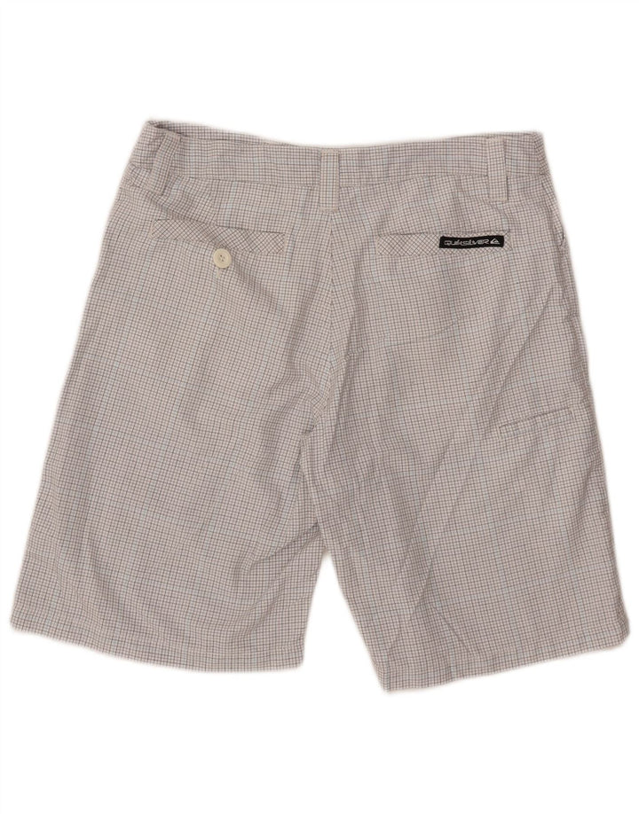Męskie spodenki cargo Quiksilver W32, duże, białe, poliestrowe w kratę