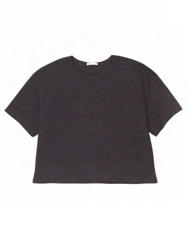 T-shirt damski Zara Top UK 12 Średni szary, bawełniany