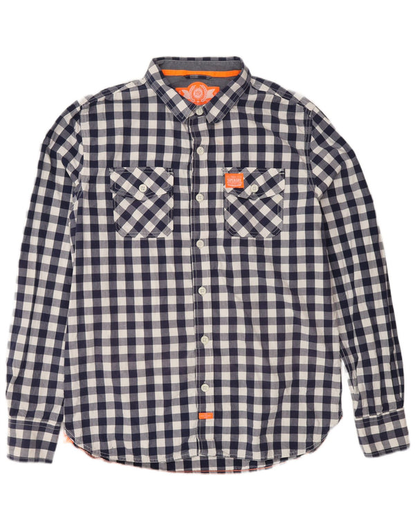 Koszula męska Superdry 2XL, bawełniana, granatowa kratka