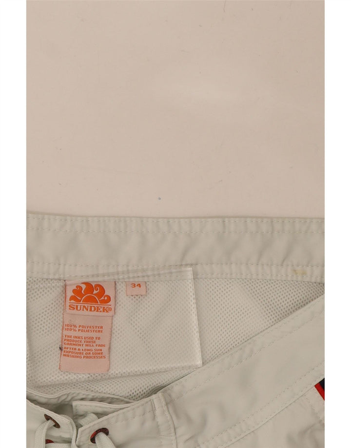 SUNDEK Mens Graphic Swimming Shorts Large  Off White Colourblock Polyester Vintage Sundek and Second-Hand Sundek from Messina Hembry 
