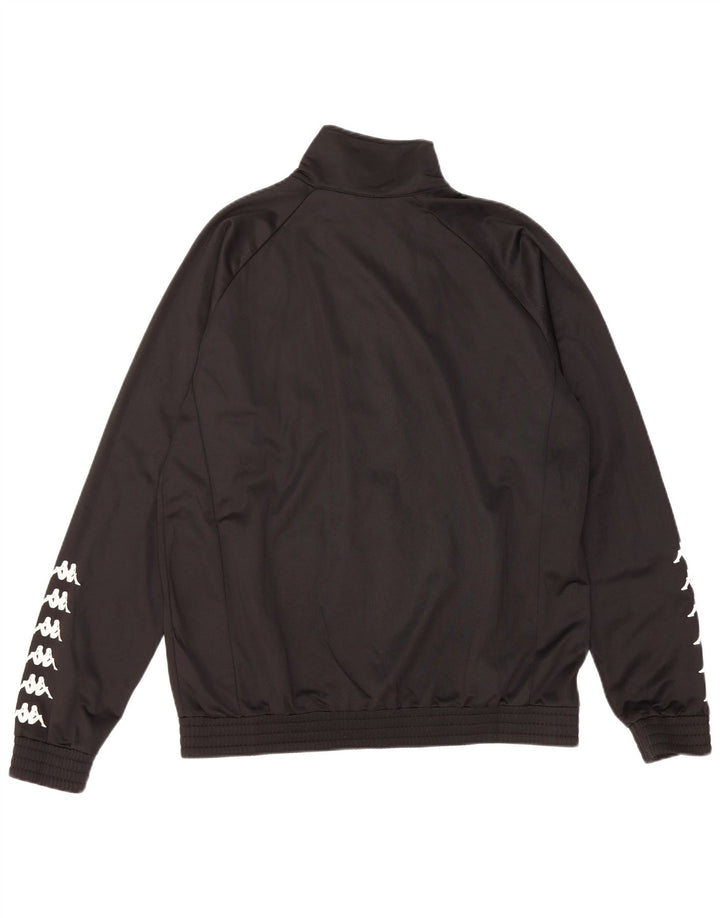 Męska kurtka dresowa Kappa z grafiką, duża, czarna, poliestrowa