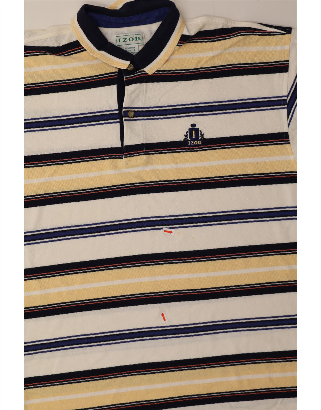 IZOD Mens Polo Shirt Large Multicoloured Striped Cotton Vintage Izod and Second-Hand Izod from Messina Hembry 