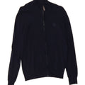 TRUSSARDI JEANS Mens Cardigan Sweater Small Navy Blue Viscose Vintage Trussardi Jeans and Second-Hand Trussardi Jeans from Messina Hembry 