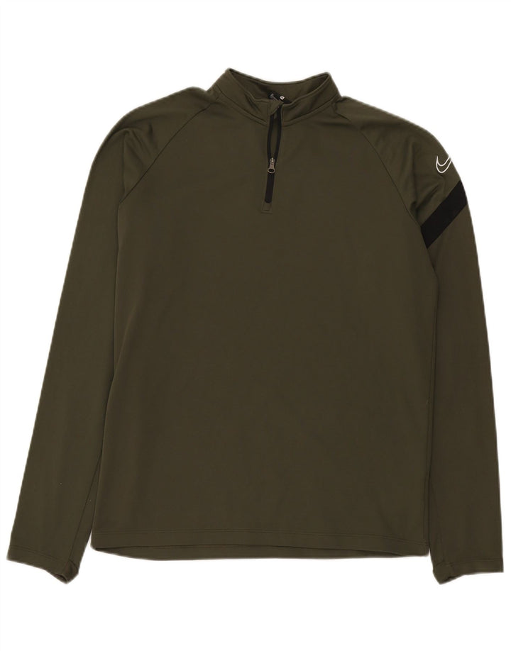 Chłopięcy dres Nike z zamkiem błyskawicznym na szyi, 13-14 lat XL, khaki, blok kolorów