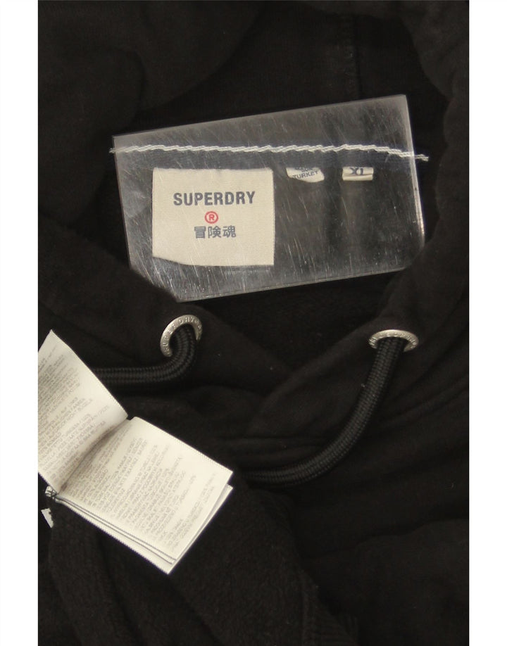 SUPERDRY Męski sweter z kapturem i grafiką XL, czarny, bawełniany
