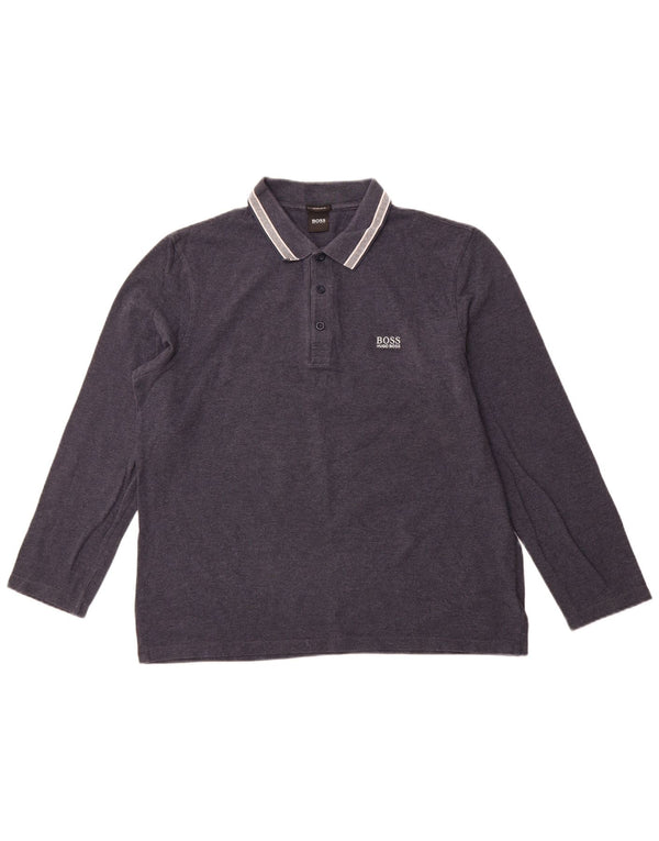 Męska koszulka polo z długim rękawem HUGO BOSS o regularnym kroju XL, granatowa, bawełniana