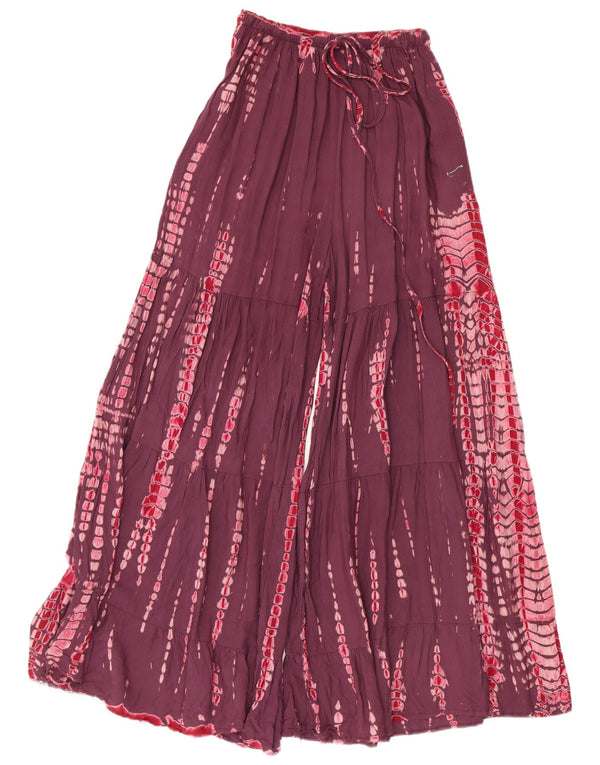 Damskie spodnie typu culottes w stylu vintage W28 L28 Burgundowy krawat Dye Rayon