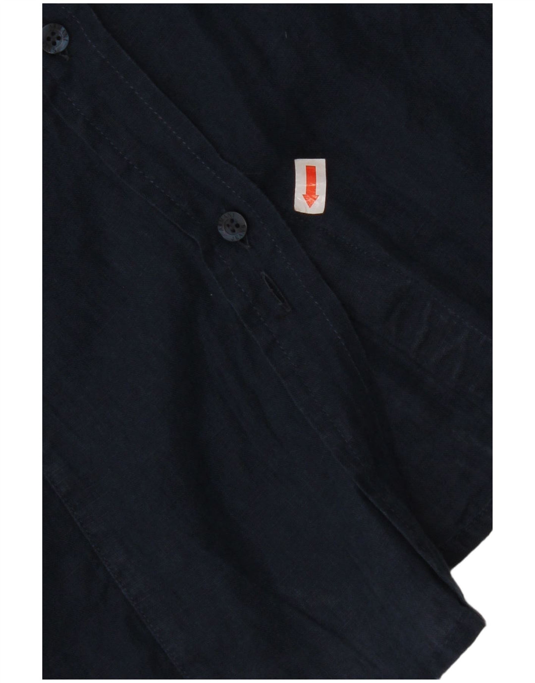 ARMANI JEANS Damska bluzka koszulowa z krótkim rękawem UK 12 Średni granatowy lniany